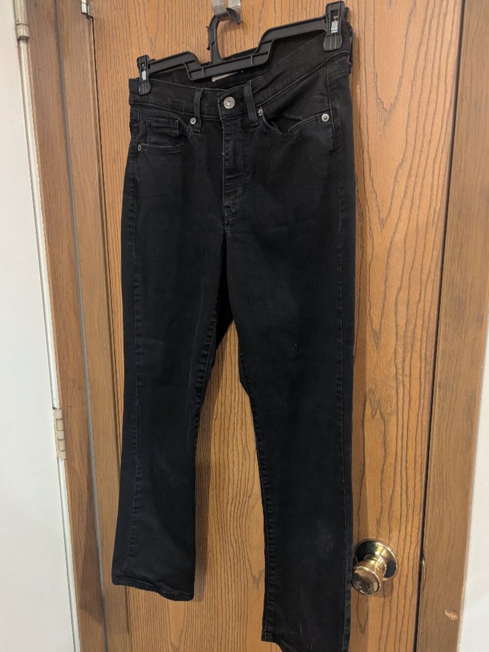 Levi‎ Classic Straight Leg Zip Black Denim Jeans-Women's 8